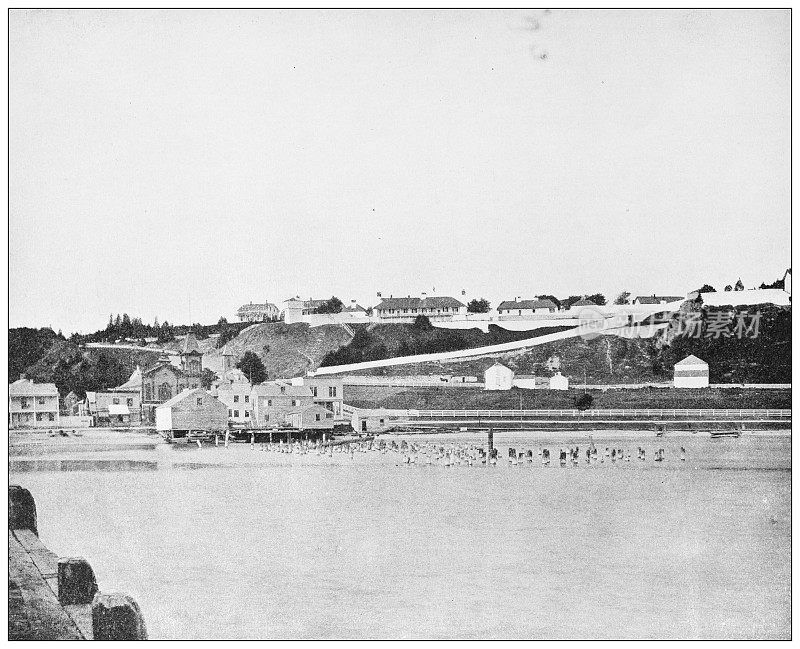 美国地标的古董黑白照片:Fort Mackinac, Michigan